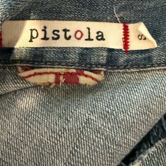 Pistola Denim Distressed Button Up Jean Vest Women’s size Small Pockets - Picture 7 of 8